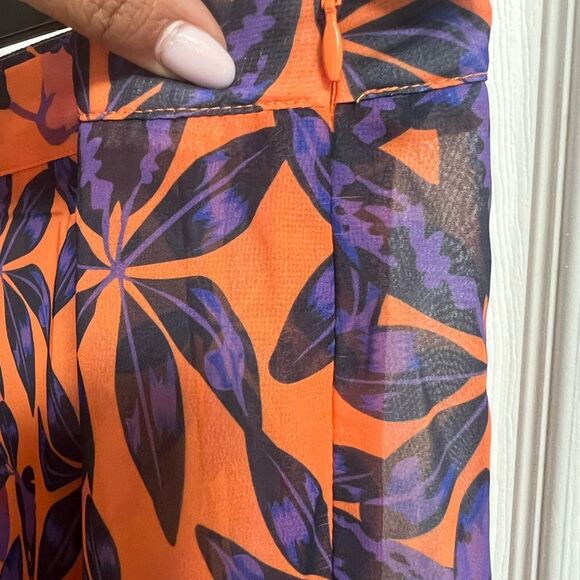 Pretty Little Thing Orange and Purple Floral Cover Up Pants Size 18, NWT, Beach - Picture 3 of 5